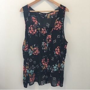 Torrid black floral button up tank